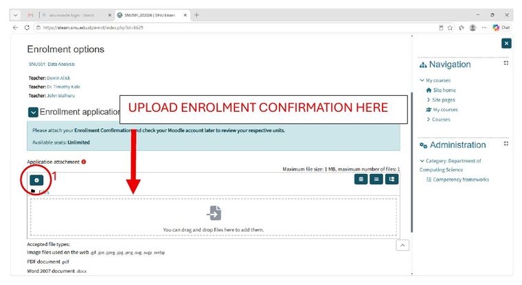 Screenshot for Step 8: Attach your Enrolment Confirmation