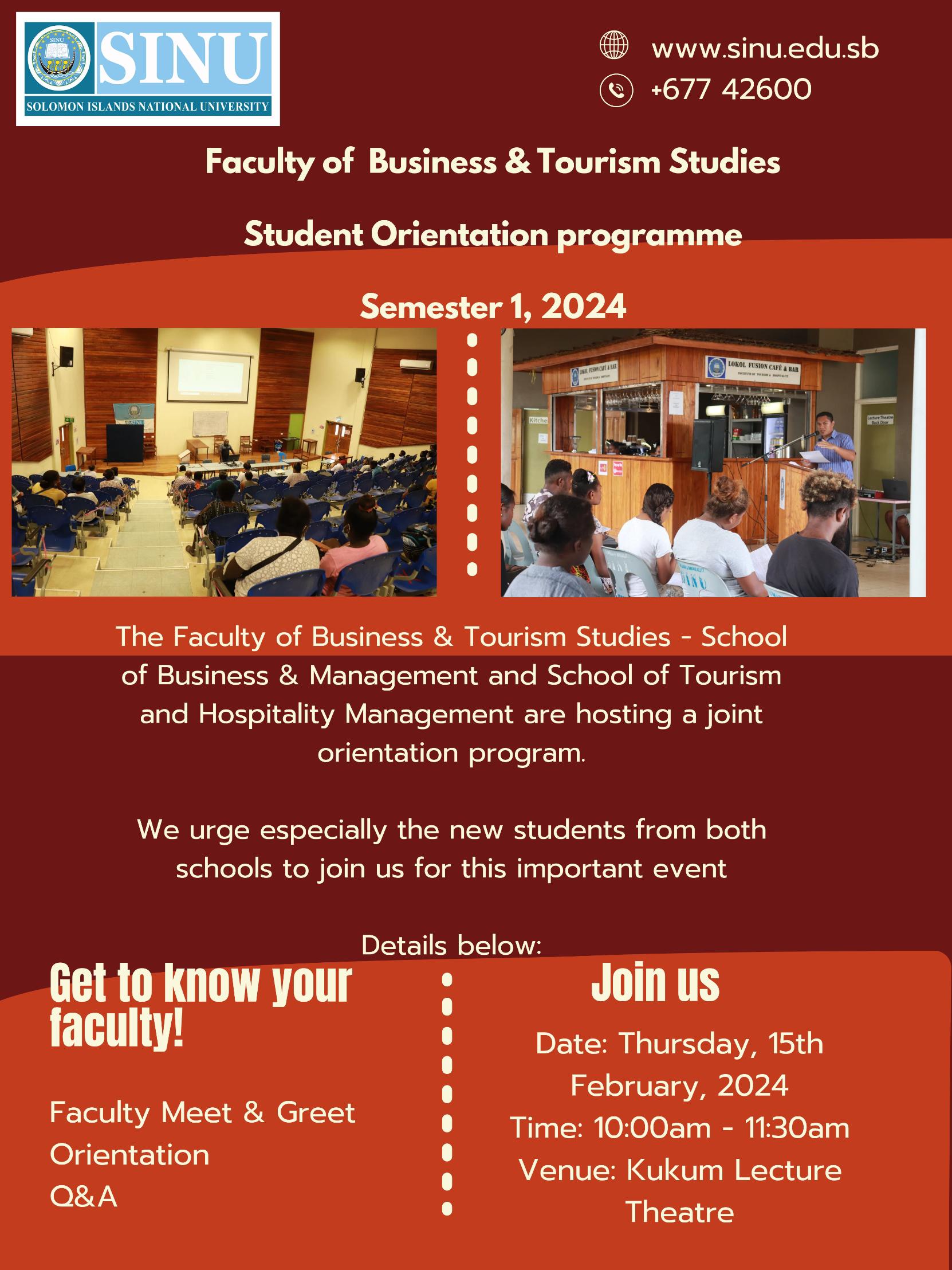 Faculty of Business & Tourism Studies - Student Orientation Programme