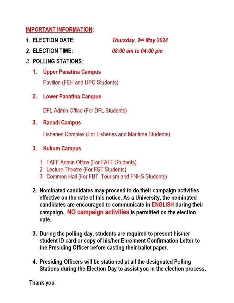 SINUSA Election 2024 Important notice
