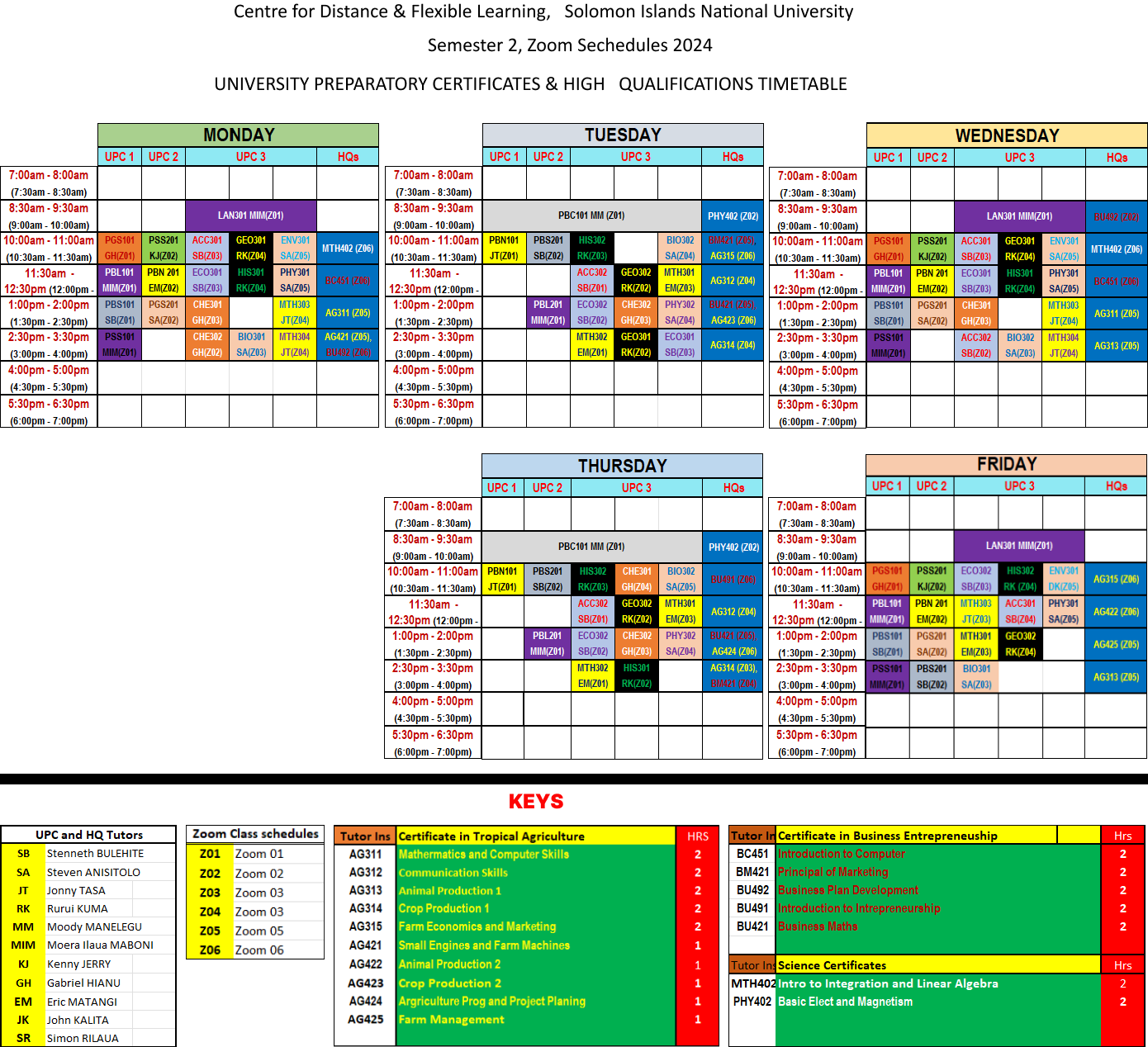 CDFL timetable