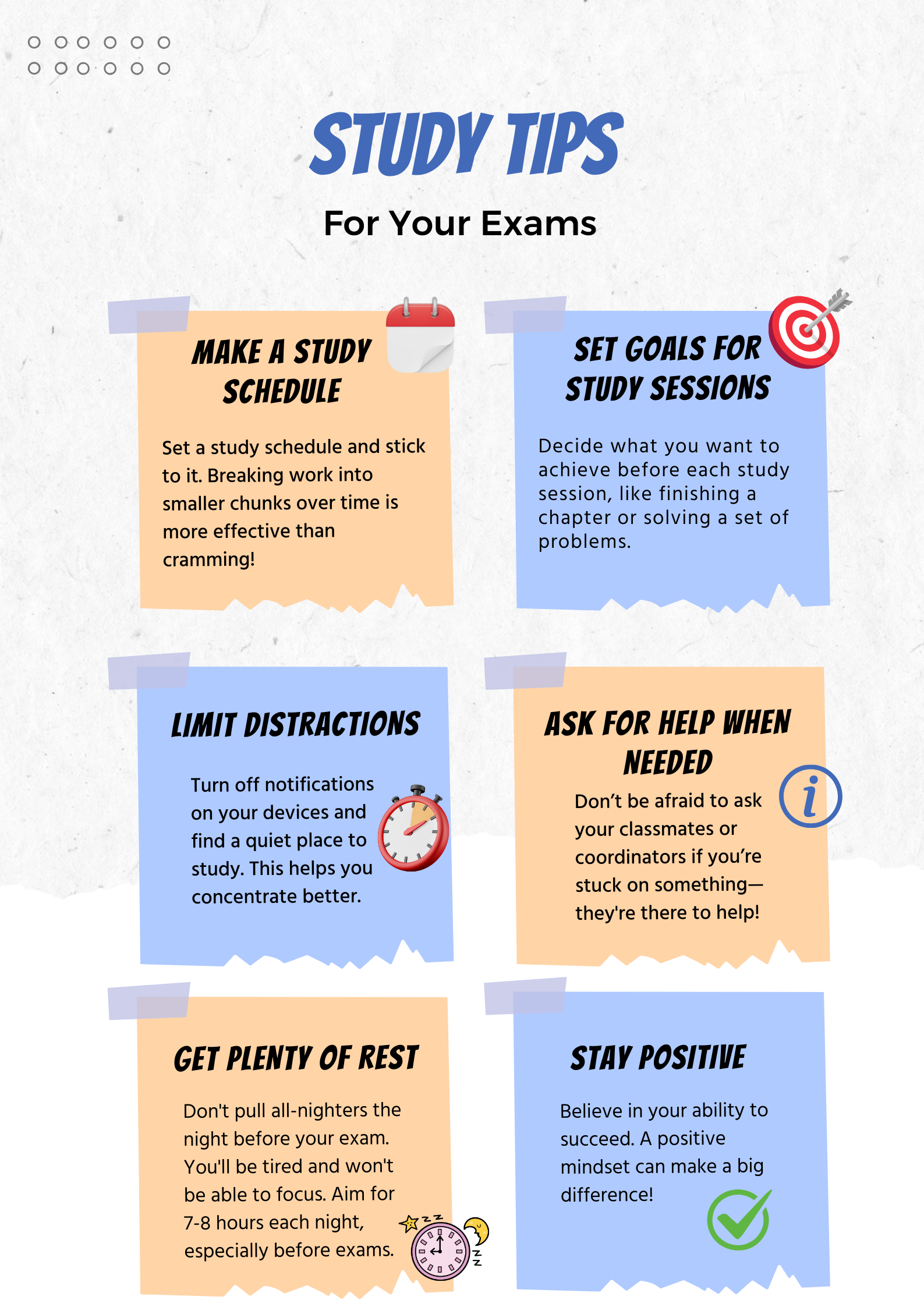 Blue and Peach Full Photo Study Tips for Exams Poster